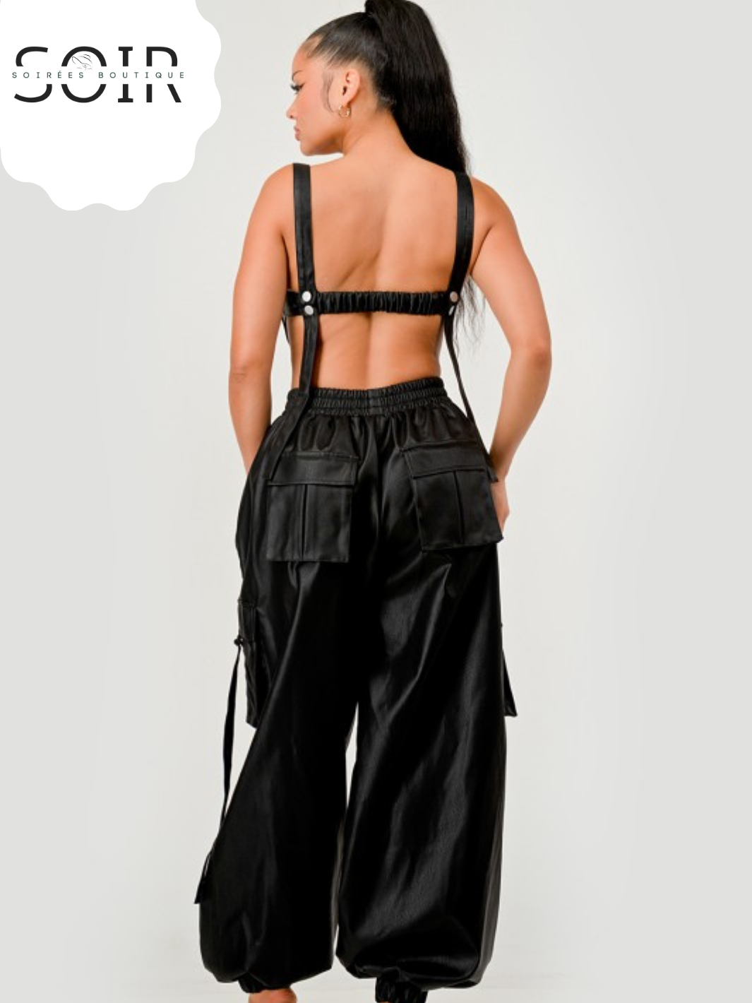 Black Utility Crop Top & Cargo Pant Set
