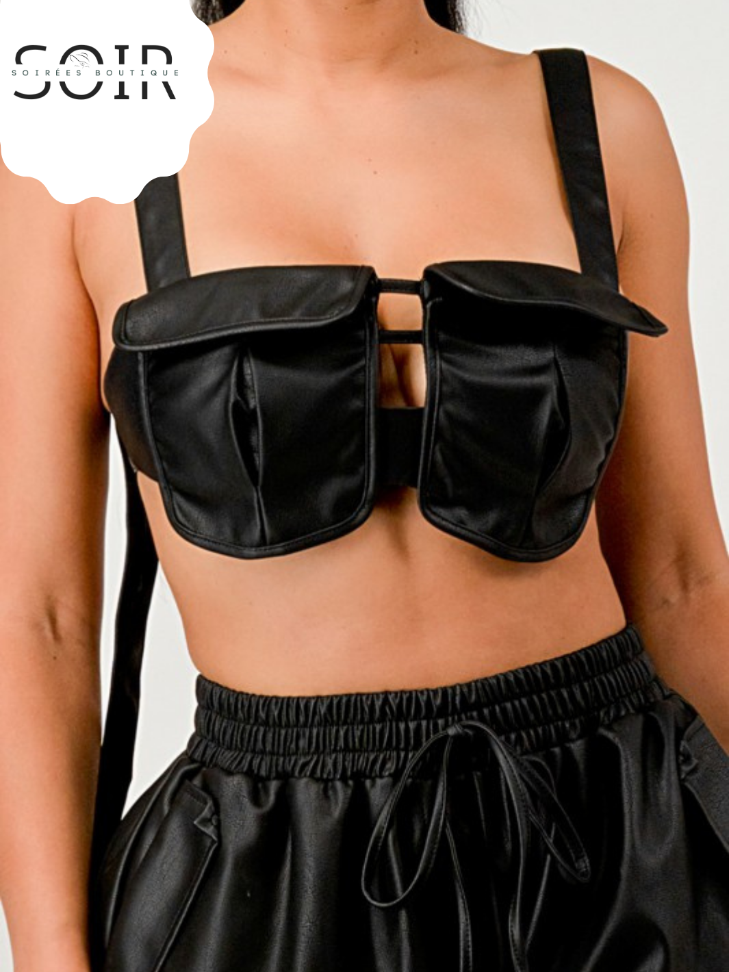 Black Utility Crop Top & Cargo Pant Set