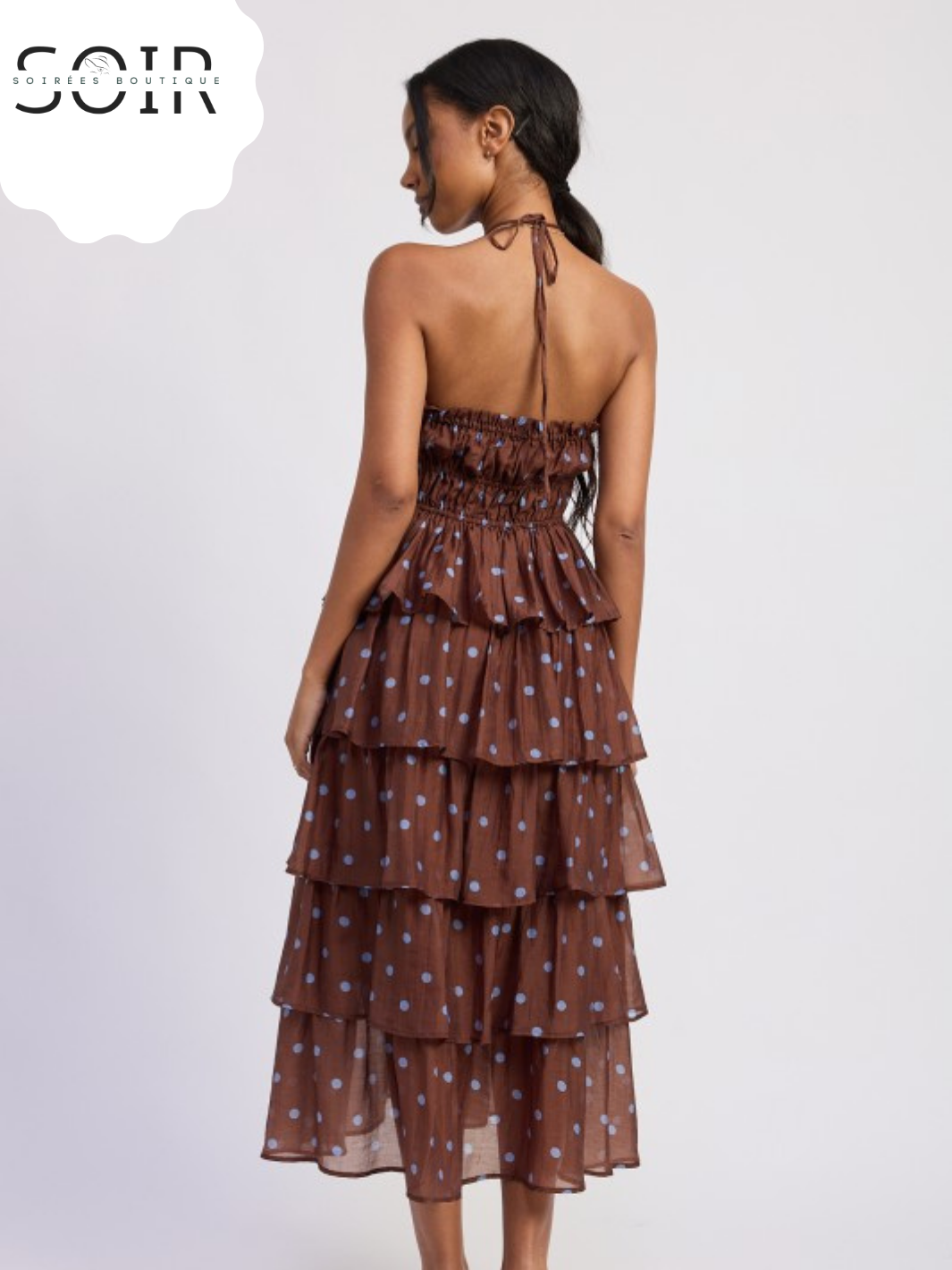 Cocoa Dottie Cascade Halter Dress