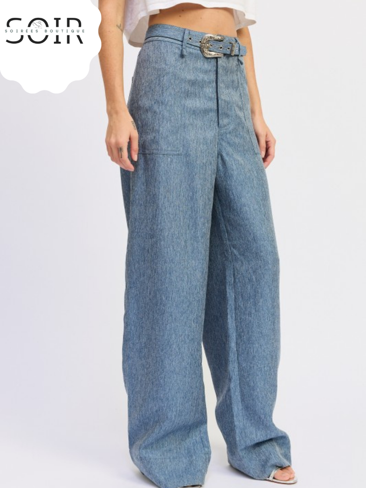 Blueframe Belted Denim Trousers