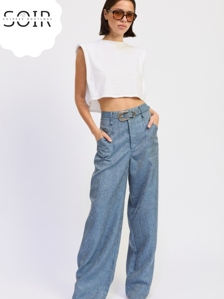 Blueframe Belted Denim Trousers