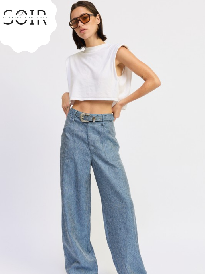 Blueframe Belted Denim Trousers