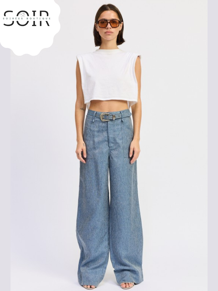 Blueframe Belted Denim Trousers
