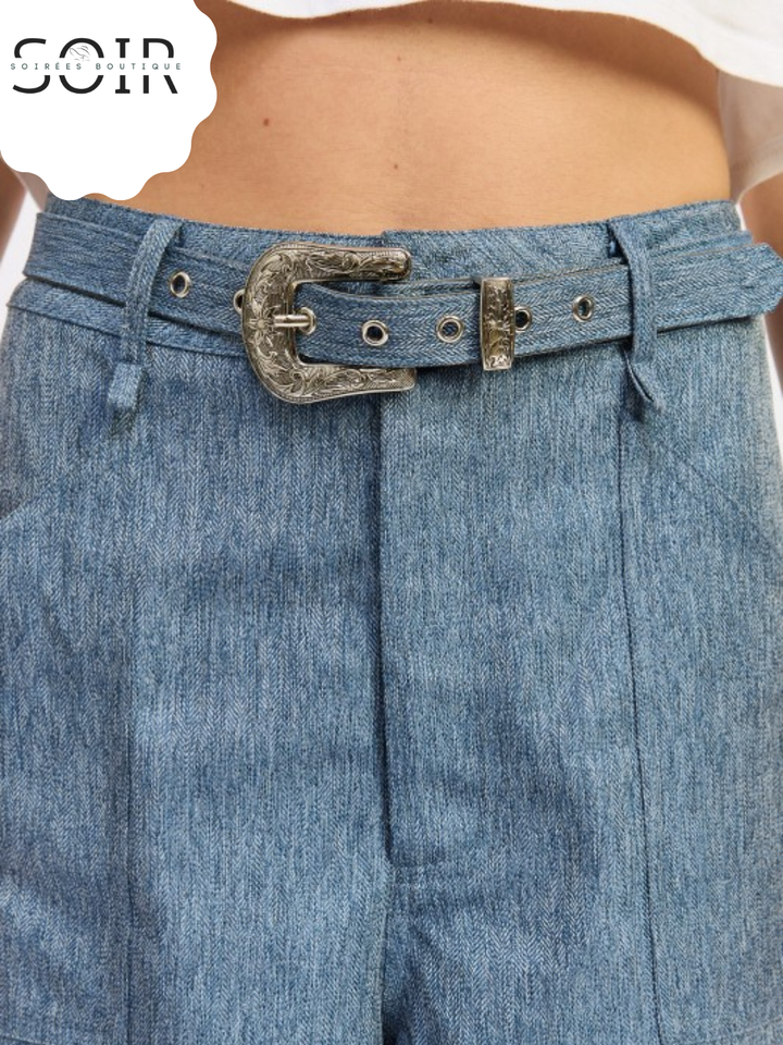 Blueframe Belted Denim Trousers