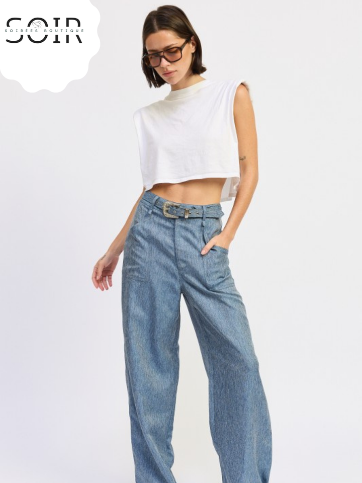 Blueframe Belted Denim Trousers