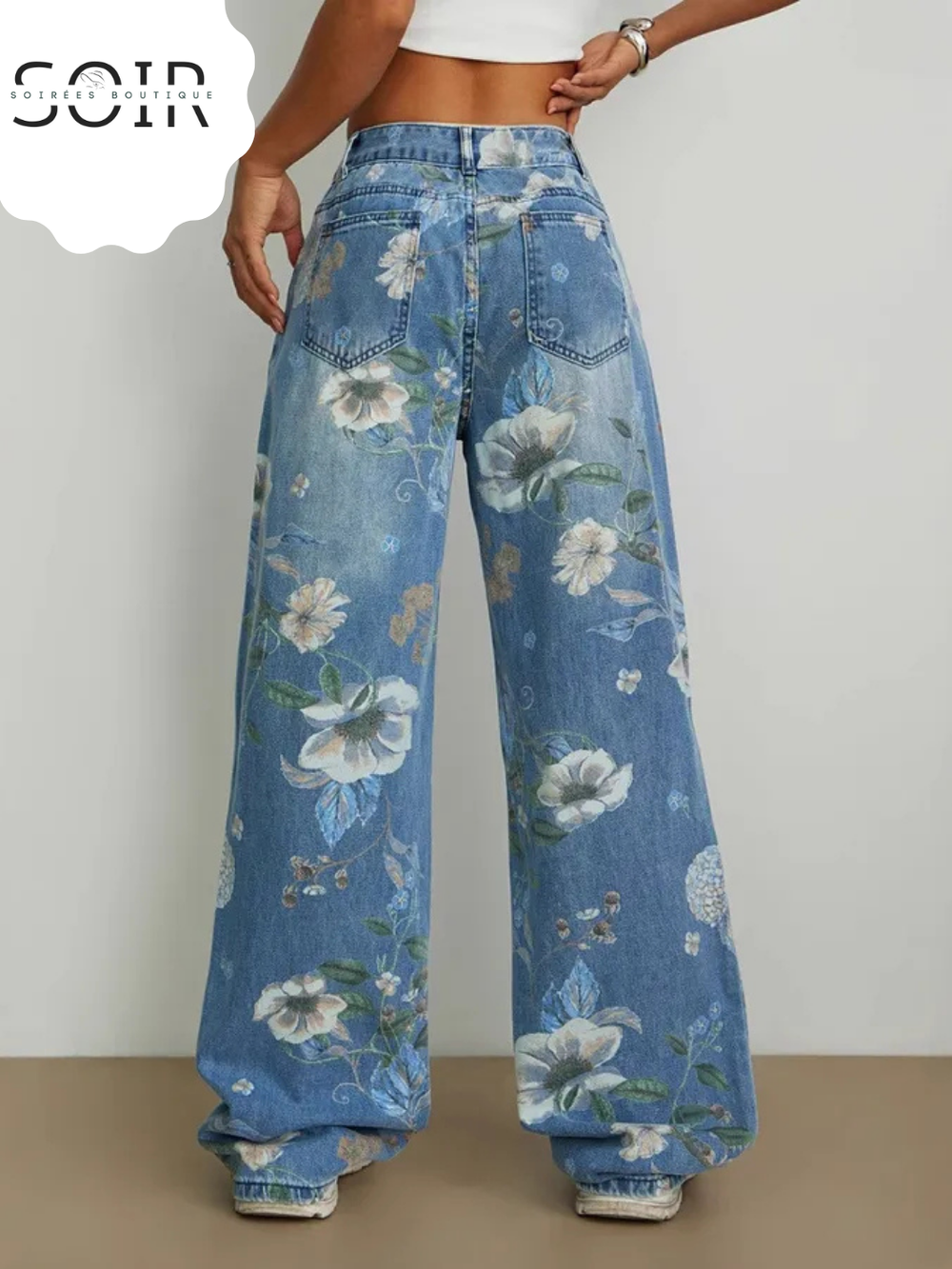 Petal Graffiti: The Wide-Leg Denim Statement