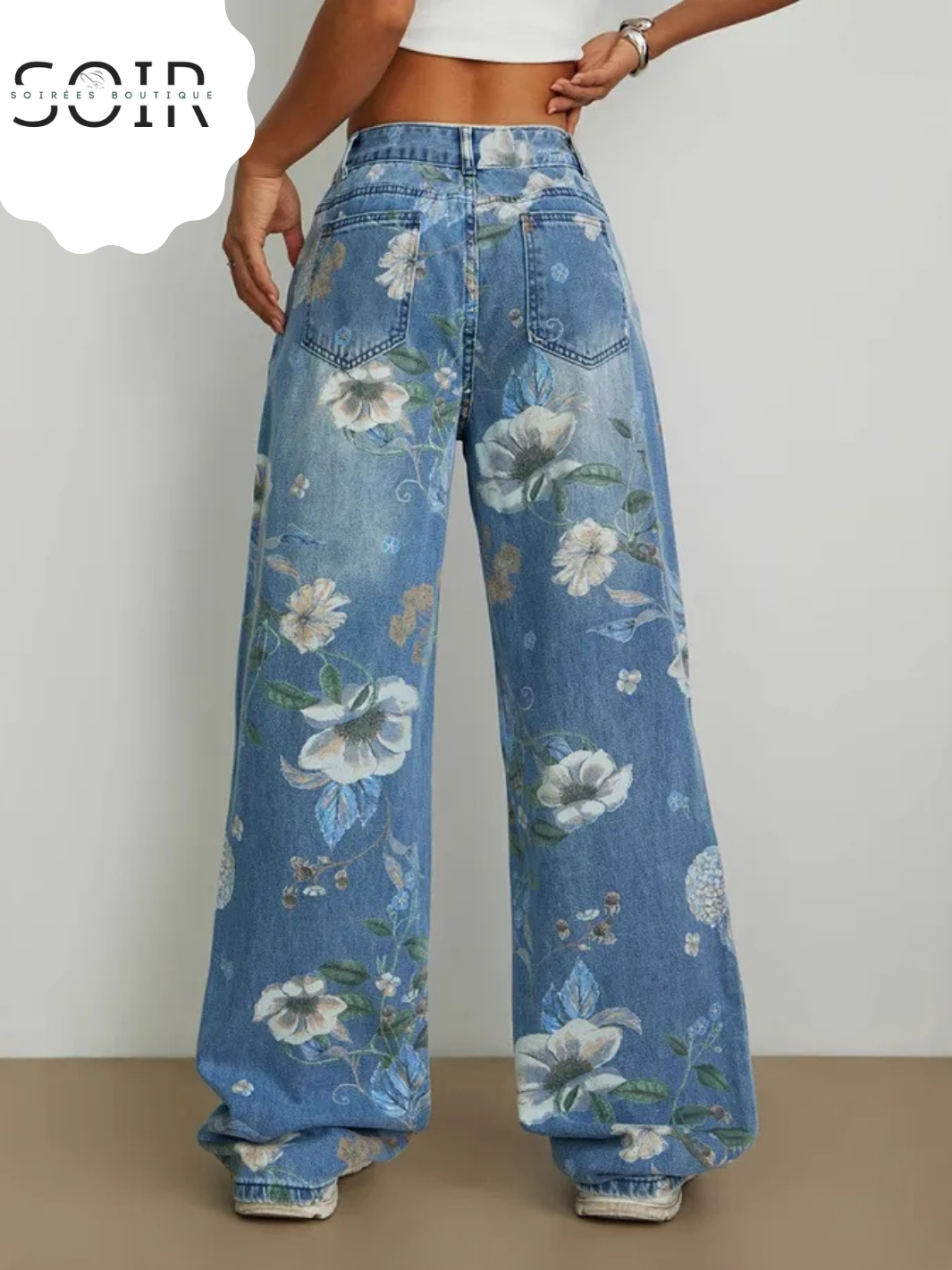 Petal Graffiti: The Wide-Leg Denim Statement