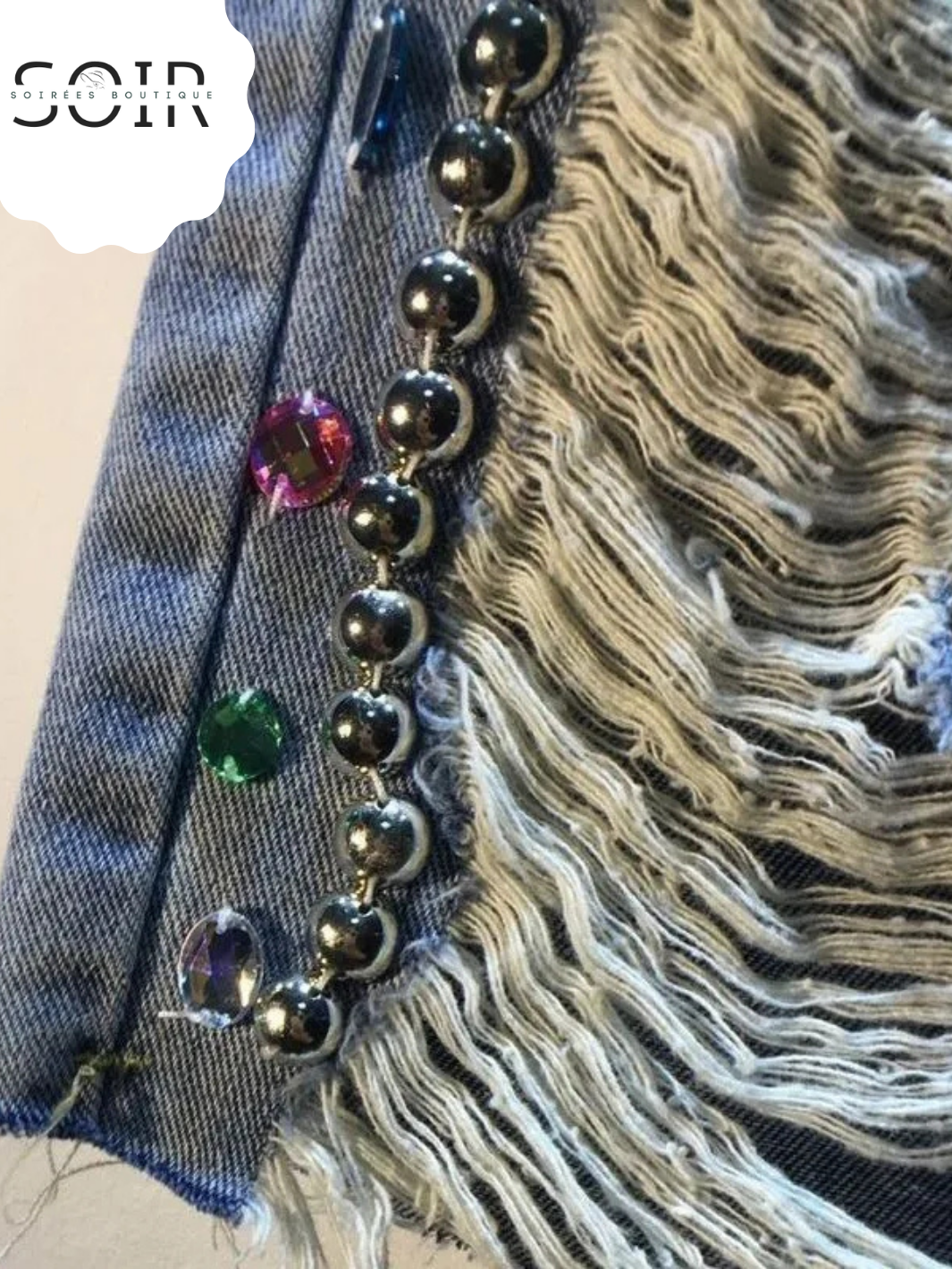 Prism Riot: The Beaded Distress Denim Shorts