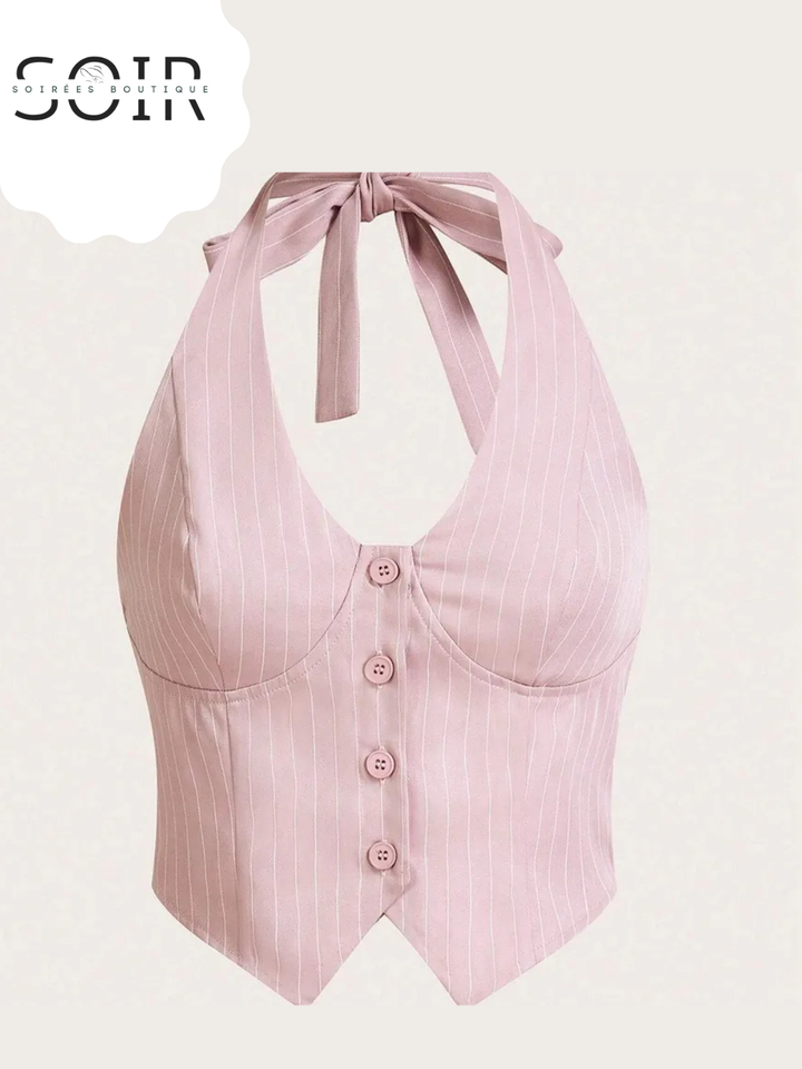 Vintage Code: The Pink Striped Halter Tie Shirt