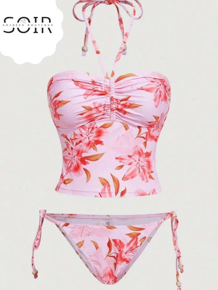 Rosé Bloom Halter Bikini Set