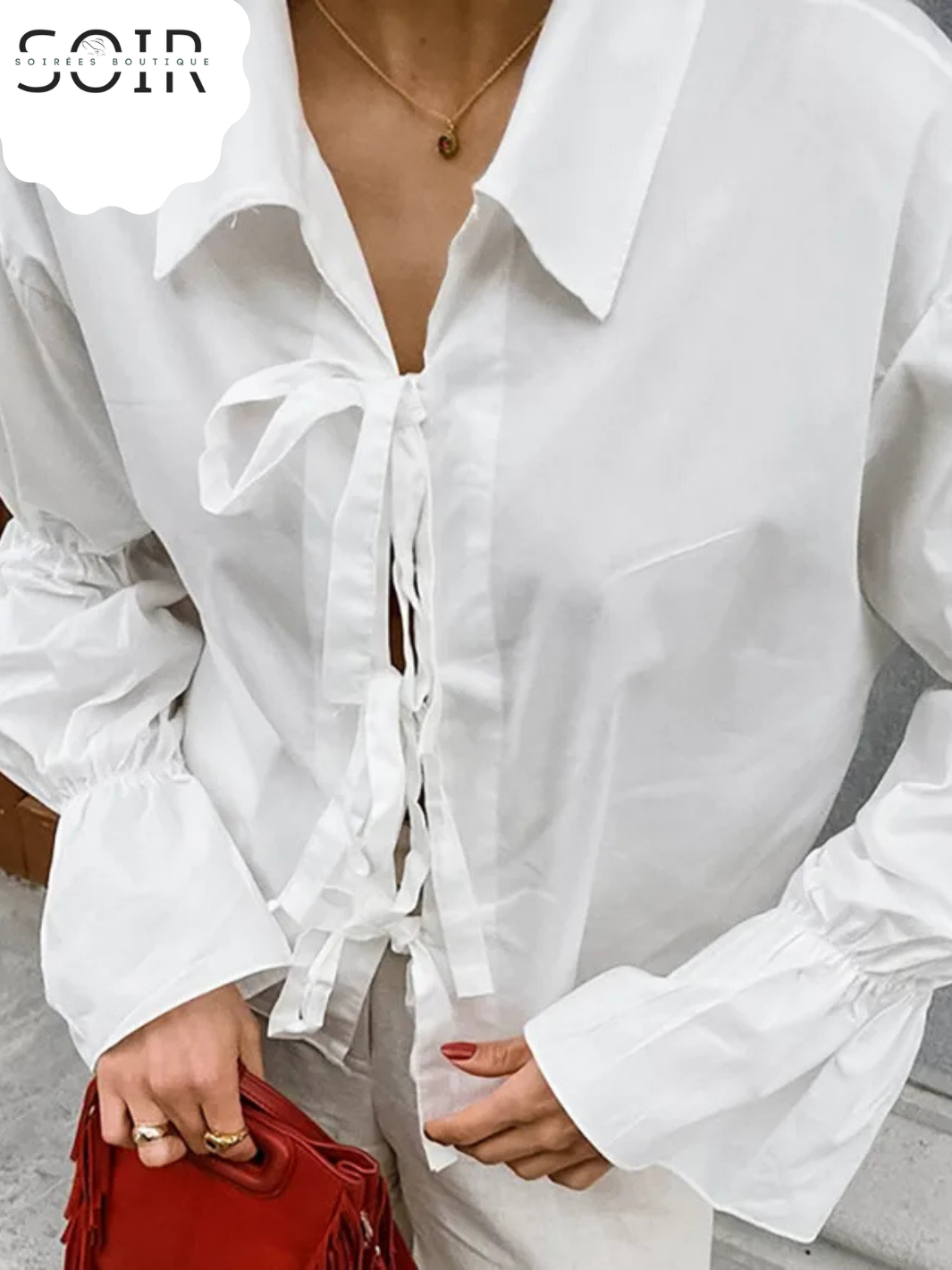 The Belladoux Lace-Up Blouse