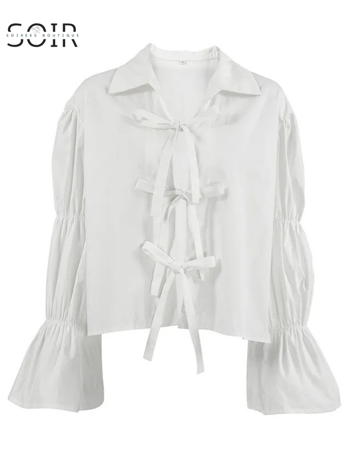 The Belladoux Lace-Up Blouse