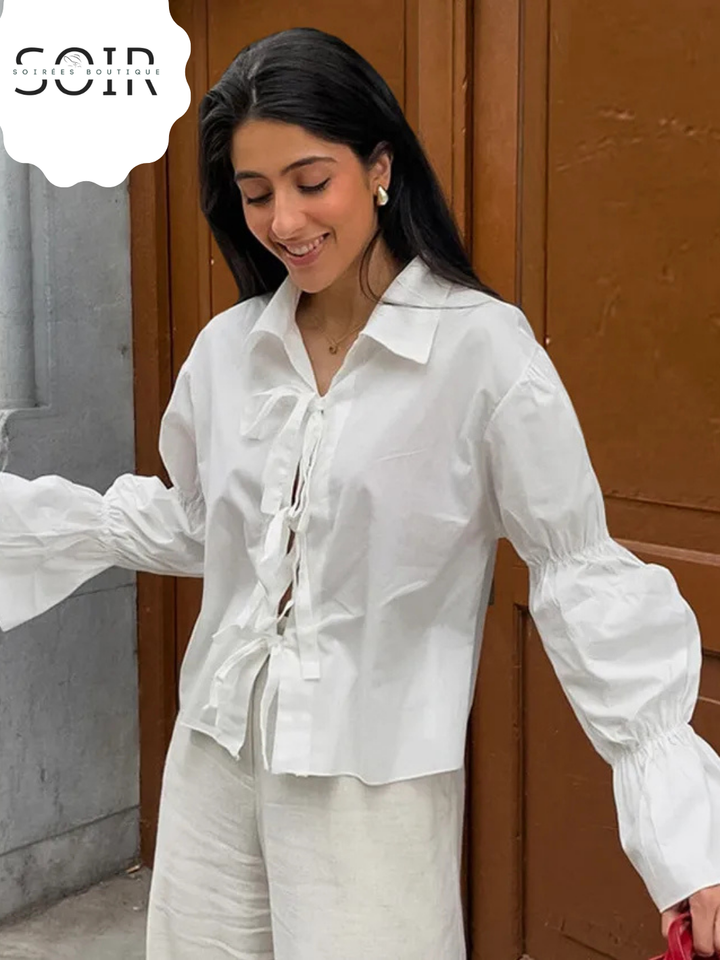 The Belladoux Lace-Up Blouse