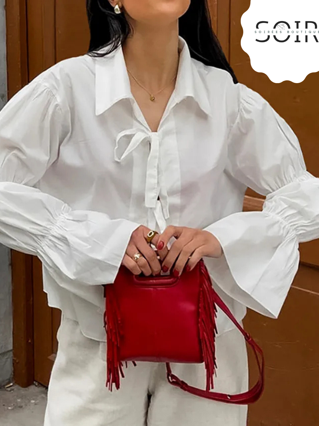 The Belladoux Lace-Up Blouse