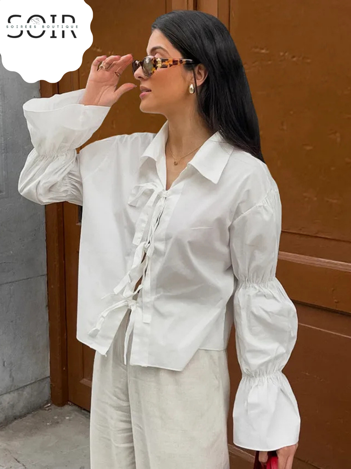 The Belladoux Lace-Up Blouse