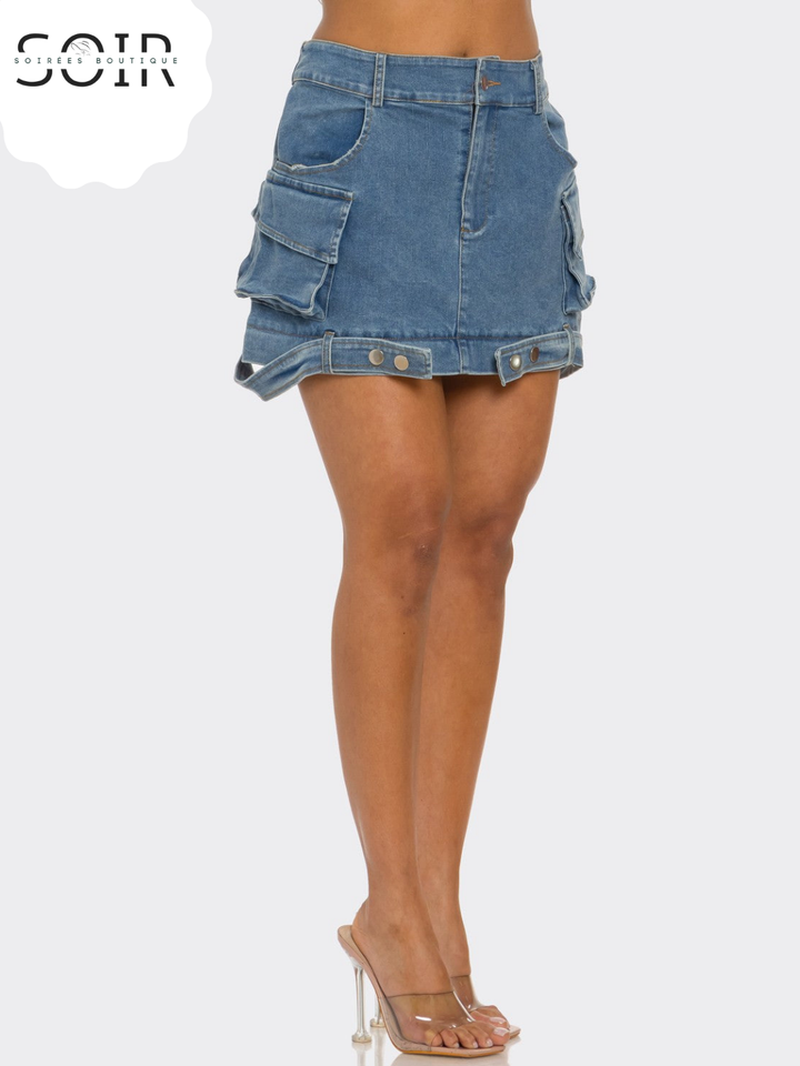 Switch Stitch Utility Denim Maxi Skirt