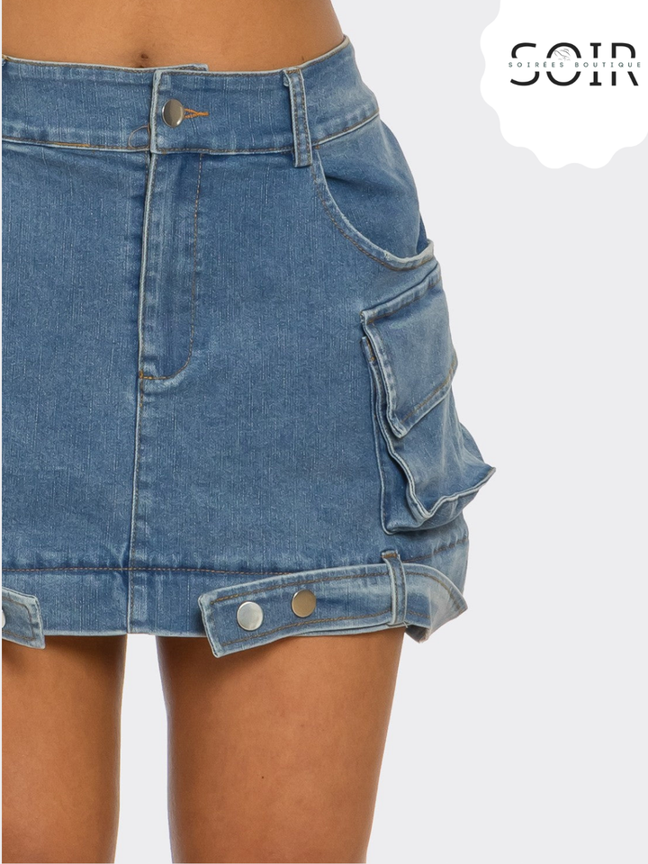 Switch Stitch Utility Denim Maxi Skirt