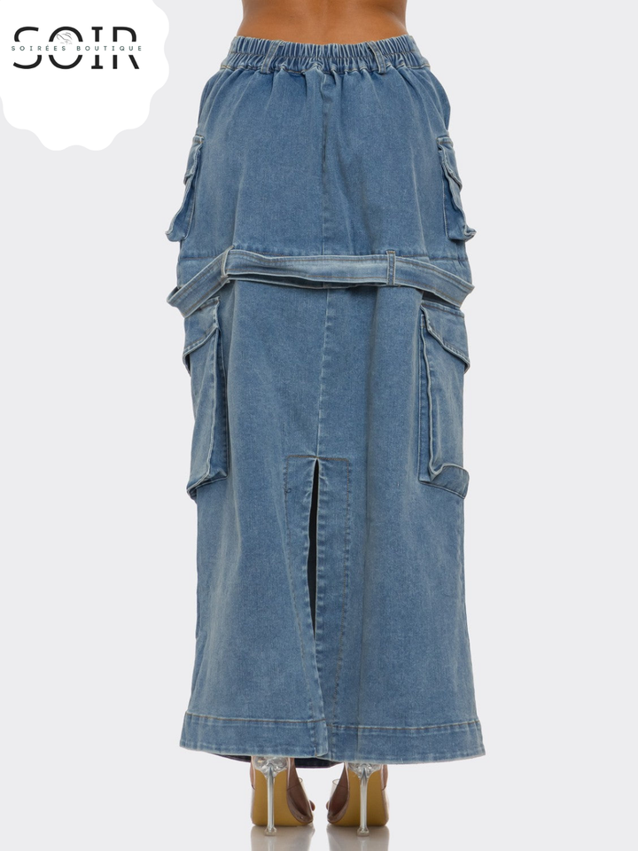 Switch Stitch Utility Denim Maxi Skirt