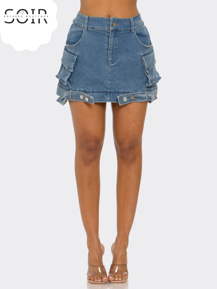 Switch Stitch Utility Denim Maxi Skirt