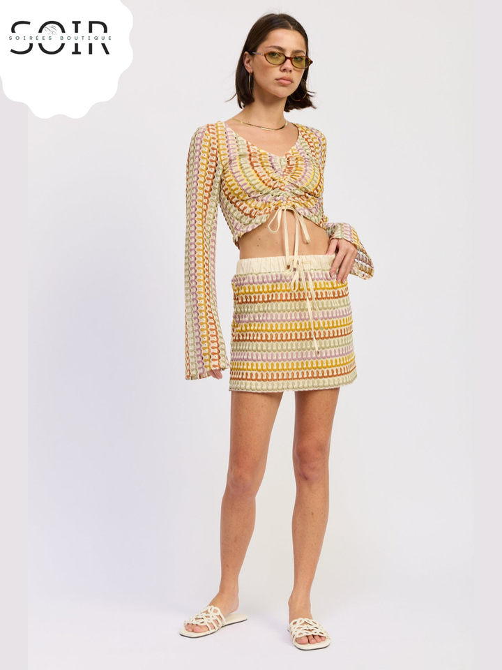 The Solara Knot Crochet Mini Skirt