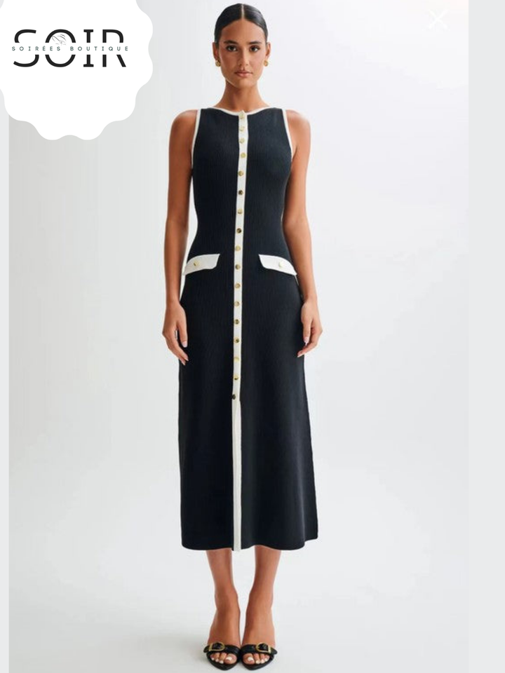 The Valentina Buttoned Knit Midi Dress