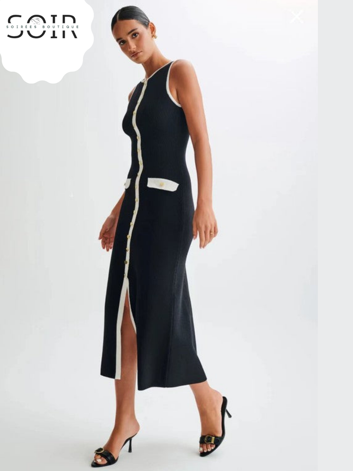 The Valentina Buttoned Knit Midi Dress
