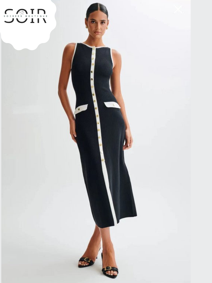 The Valentina Buttoned Knit Midi Dress
