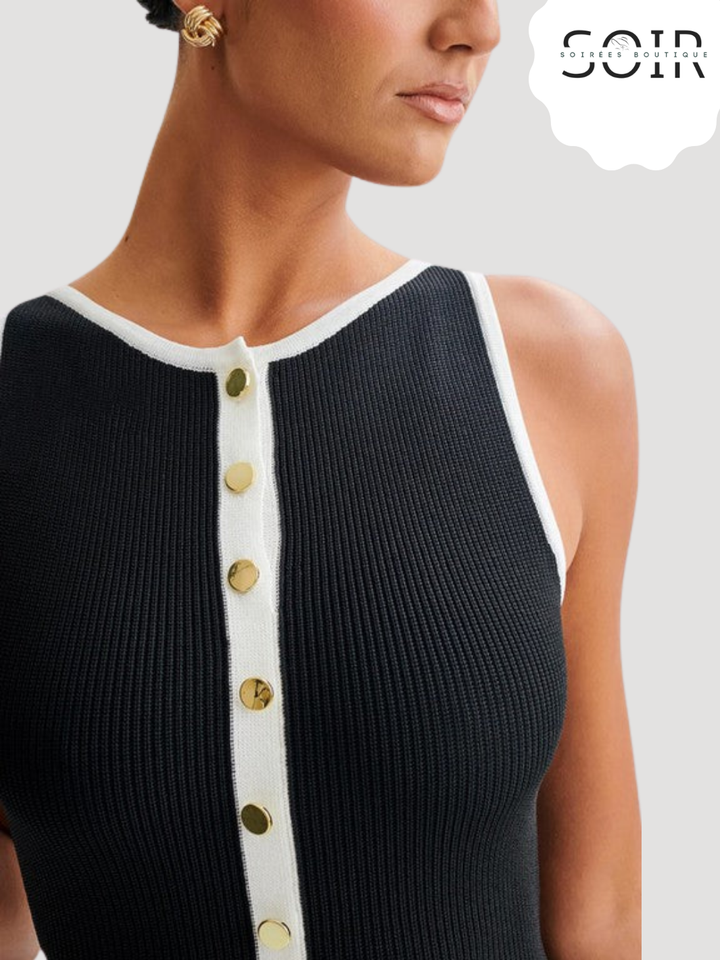 The Valentina Buttoned Knit Midi Dress