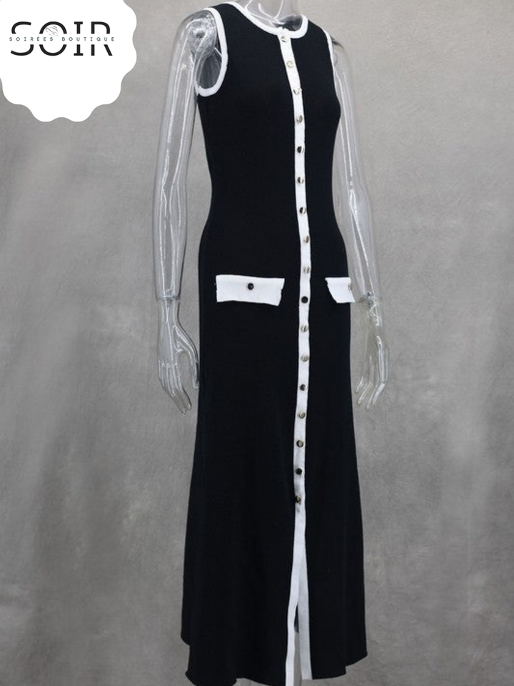 The Valentina Buttoned Knit Midi Dress