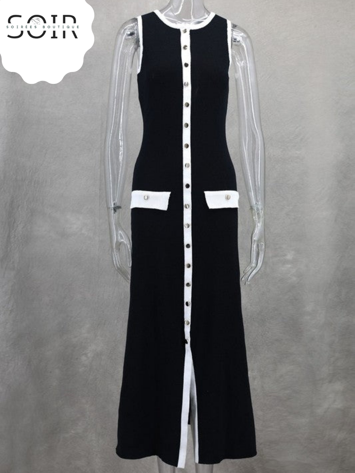 The Valentina Buttoned Knit Midi Dress