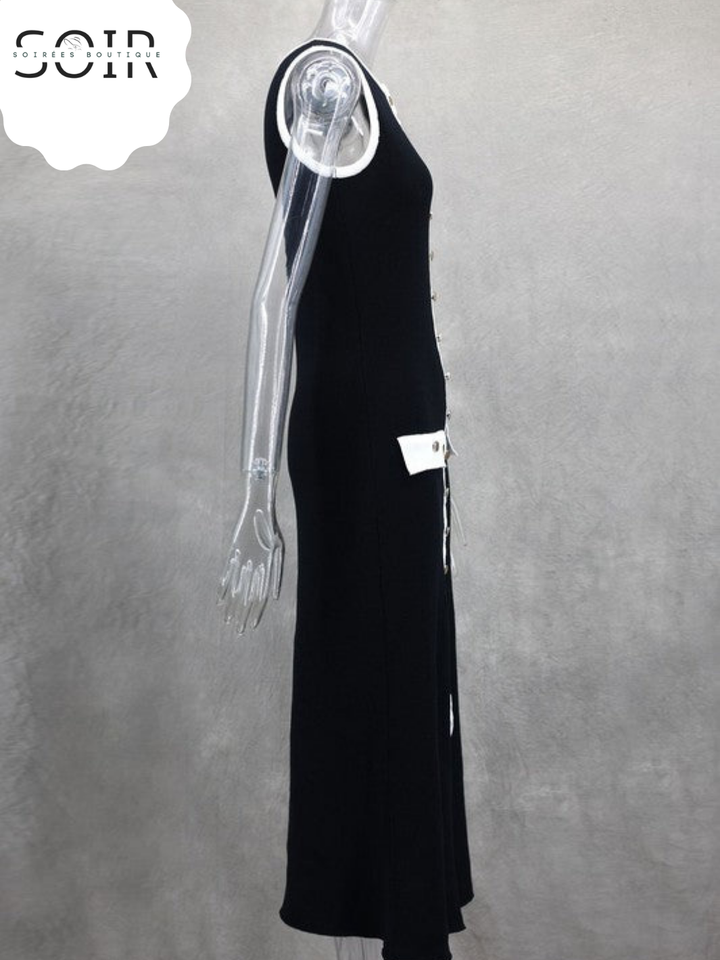 The Valentina Buttoned Knit Midi Dress