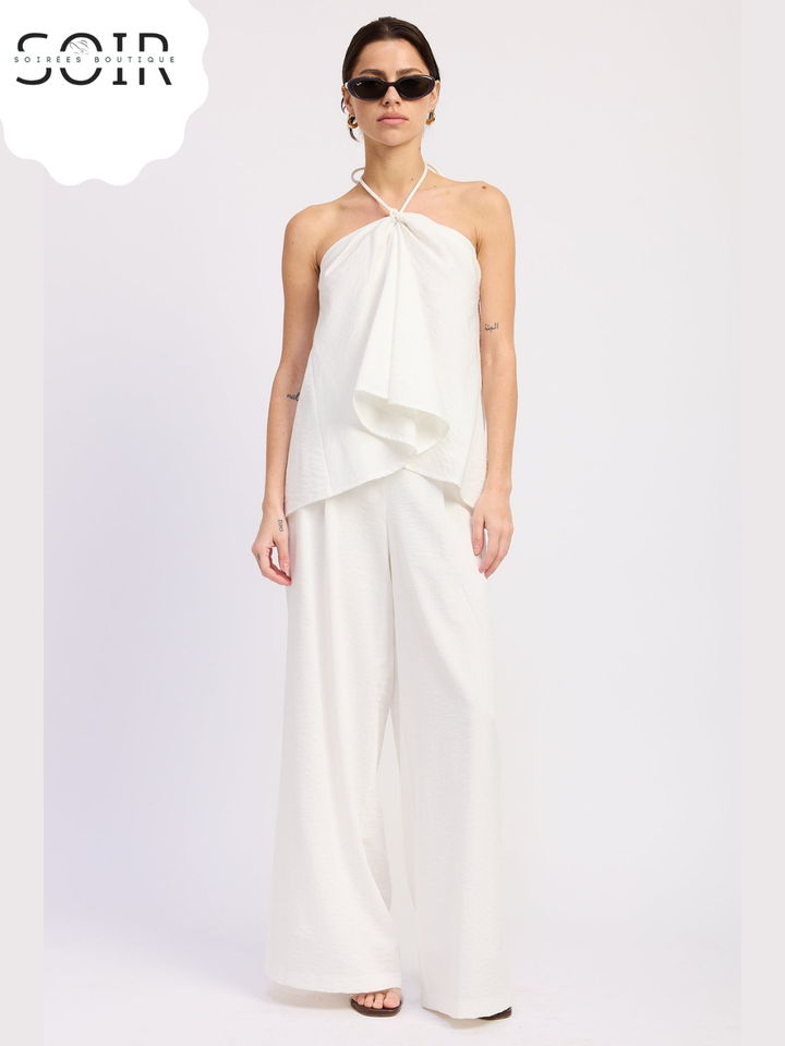 The Solenne Linen Palazzo Pants