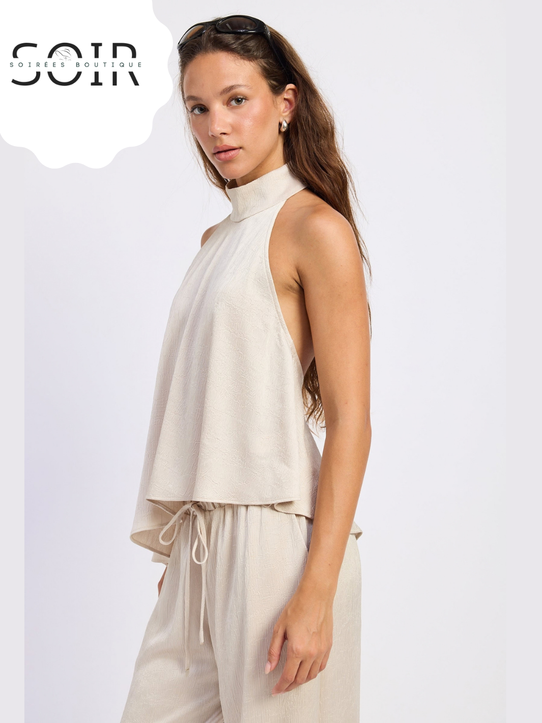 The Offbeat Hour | Women’s Asymmetrical Open-Back Halter Top