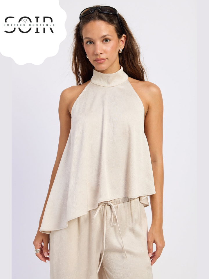 The Offbeat Hour | Women’s Asymmetrical Open-Back Halter Top