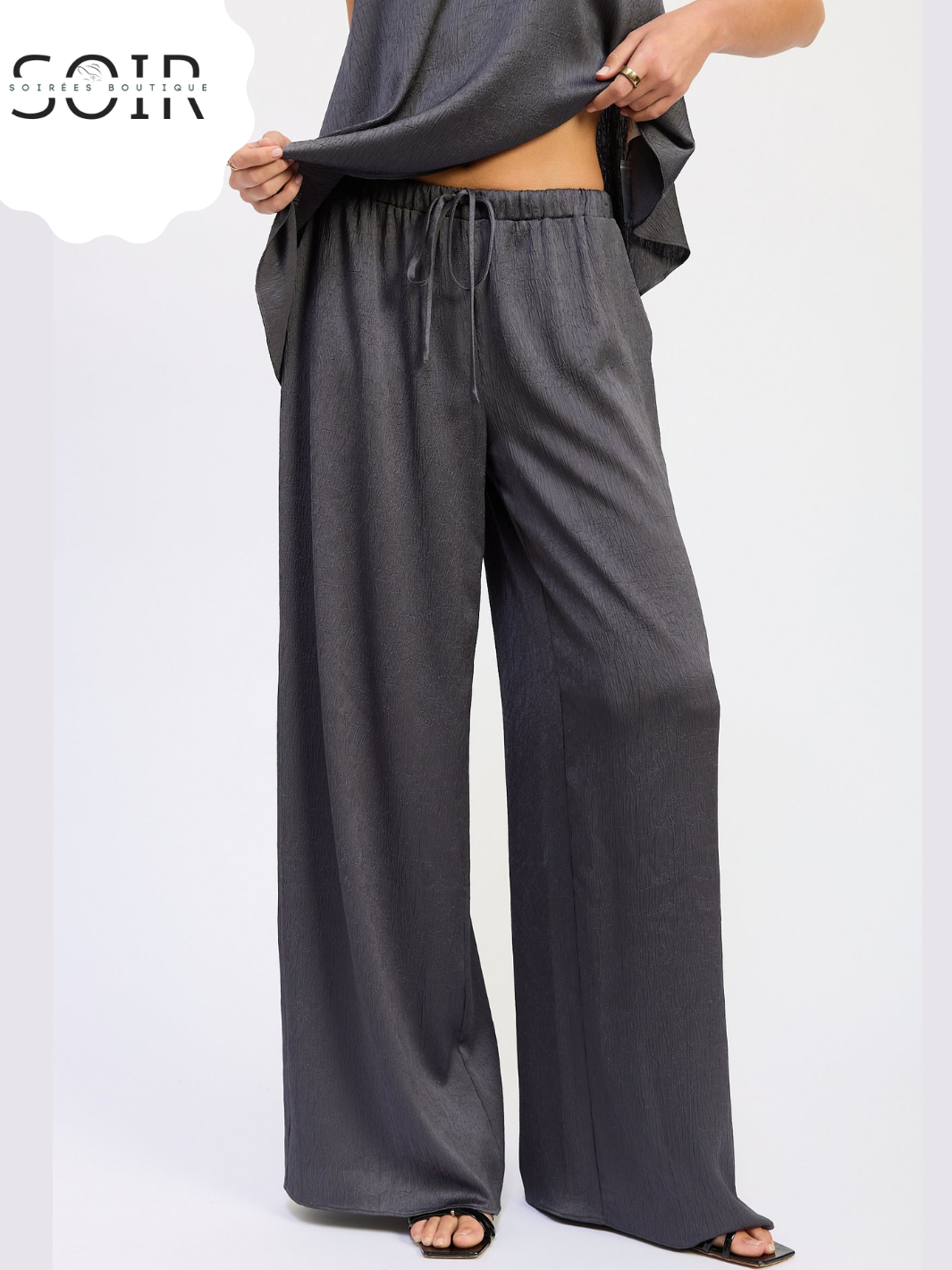 The After Hours Drawstring Pants | Women’s Satin Wide-Leg Drawstring Pants