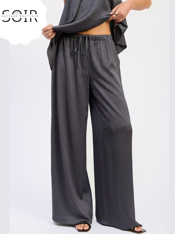 The After Hours Drawstring Pants | Women’s Satin Wide-Leg Drawstring Pants