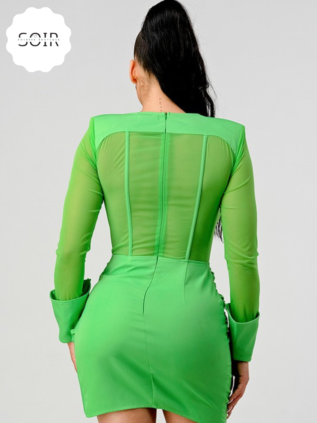Radiant Vogue Shoulder Pad Mini Dress - Soirées Boutique
