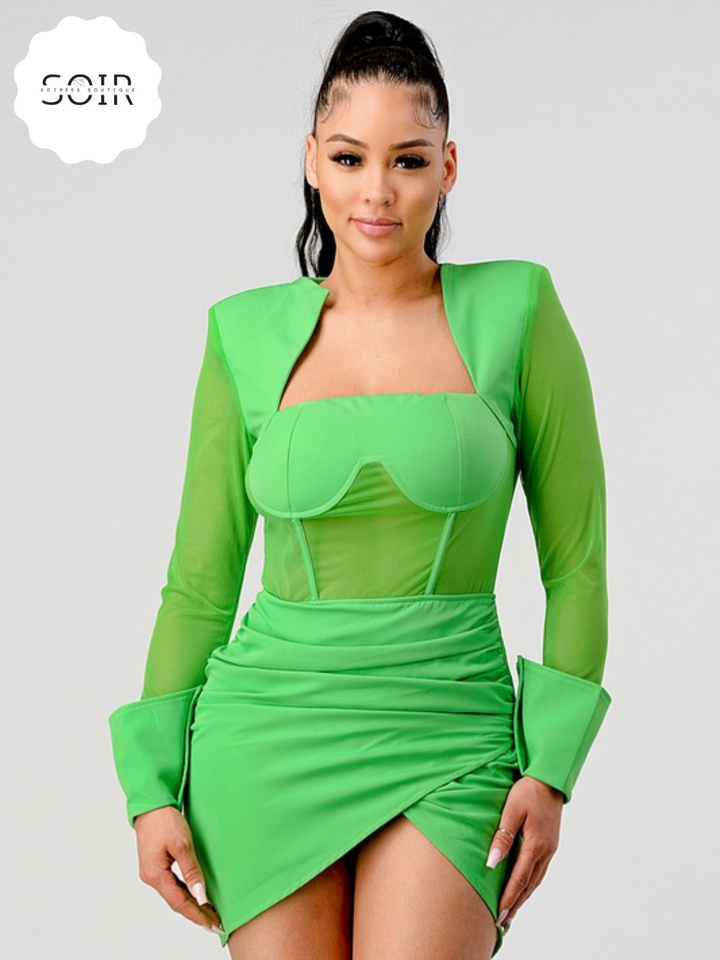 Radiant Vogue Shoulder Pad Mini Dress - Soirées Boutique